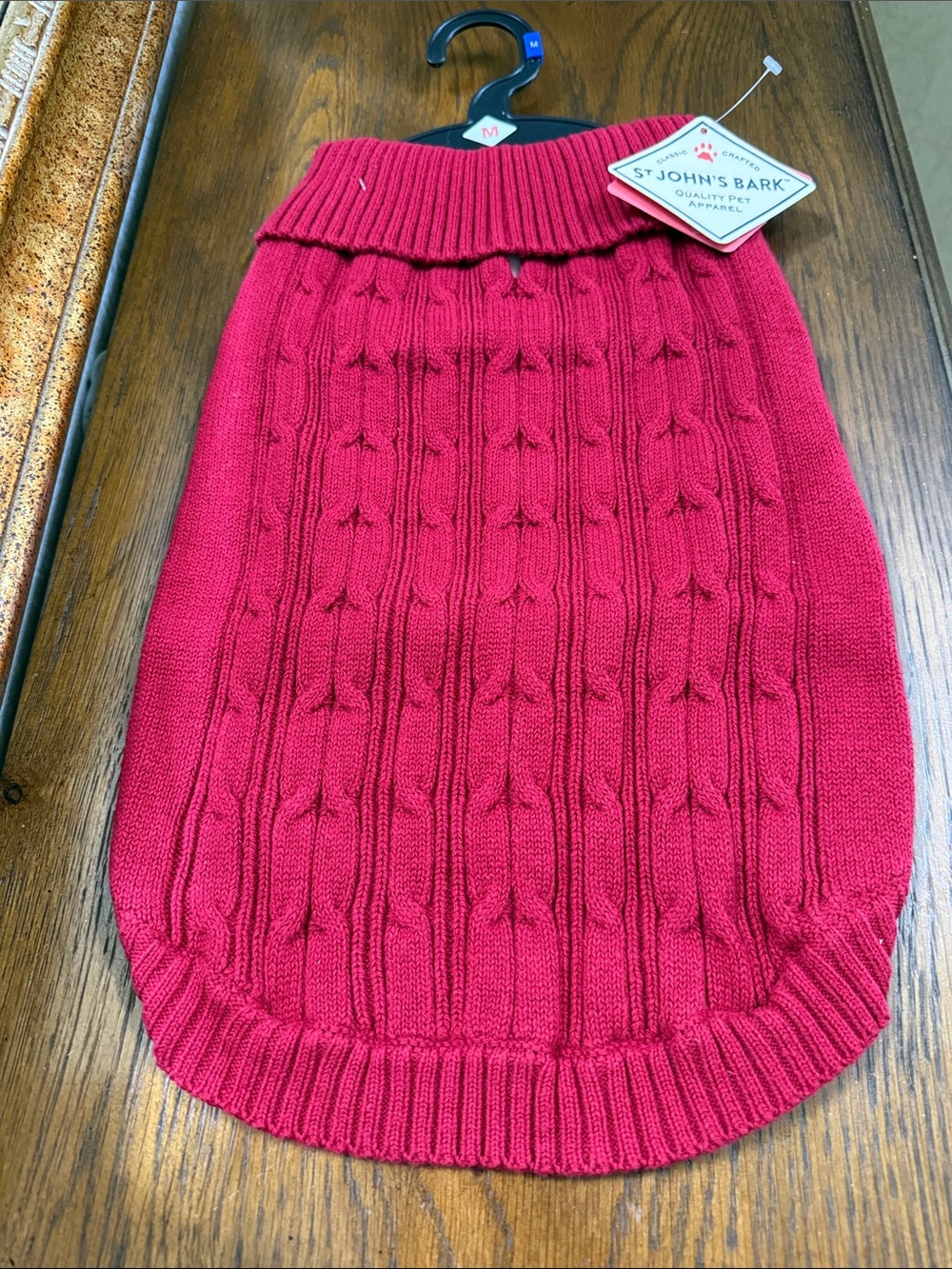 St. John's Bark Red/burgandy Cable Knit Dog Sweater. Size M.